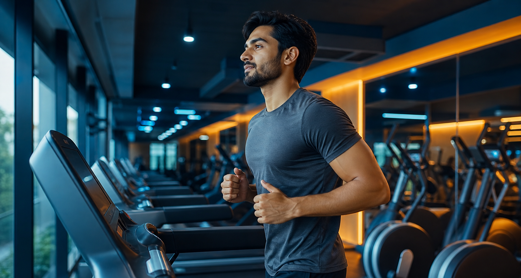 Member using treadmill in the gym cardio zone